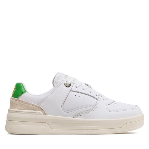 Sneakers Tommy Hilfiger Leather Basket Sneaker FW0FW06951 White/Galvanicgreen 0K6 - Chaussures.fr - Modalova