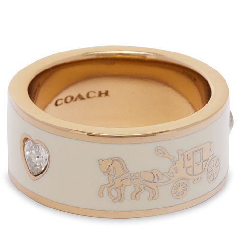 Bague Coach Enamel Horse & Carriage Band Ring 37479034GLD100 Or - Chaussures.fr - Modalova