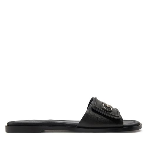 Mules / sandales de bain Calvin Klein Flat Slide Relock Lth HW0HW01939 Black BEH - Chaussures.fr - Modalova