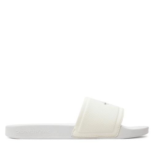 Mules / sandales de bain Calvin Klein Jeans Slide Institutional Metallic YM0YM01018 Blanc - Chaussures.fr - Modalova