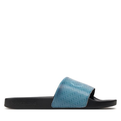 Mules / sandales de bain Calvin Klein Jeans Slide Lenticular YM0YM00953 Black/Dusk Blue/Peacoat 0GW - Chaussures.fr - Modalova