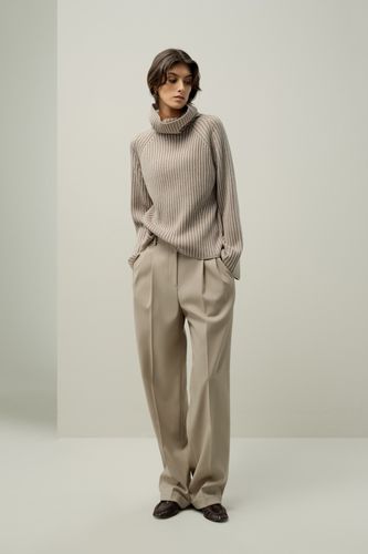 Pull col roulé côtelé en laine et cachemire mélangés - LILYSILK - Modalova