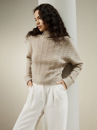 Pull à col roulé en maille torsadée classique - LILYSILK - Modalova