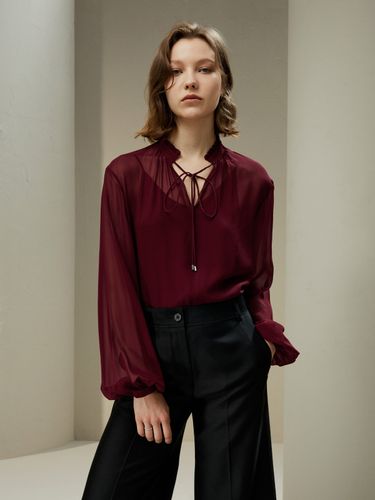 Chemisier en georgette avec cordon de serrage sur le devant - LILYSILK - Modalova