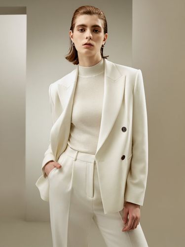 LILYSILK Blazer Laine Double Boutonnage Mélange Soie-Laine Chaleur Et Confort Style D'Affaires 46 - LILYSILK - Modalova