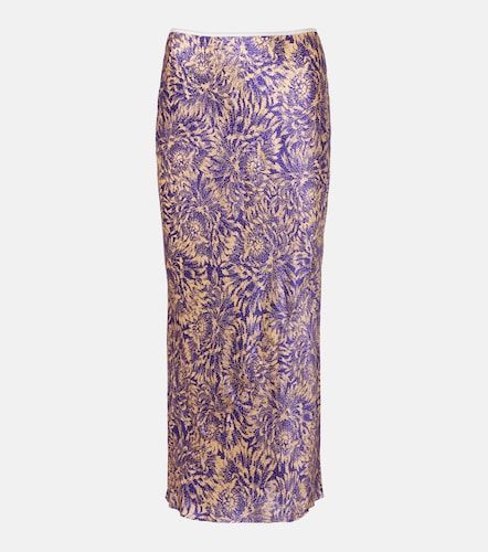 Jupe midi en satin de soie à fleurs - Dries Van Noten - Modalova
