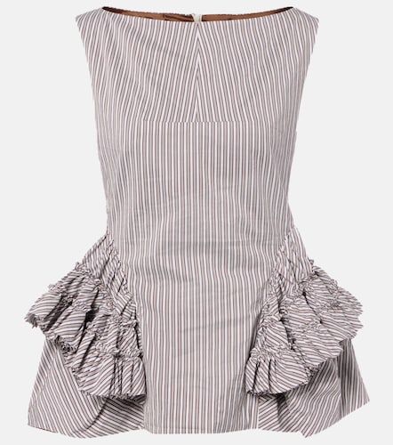 Top rayé en coton et soie à volants - Dries Van Noten - Modalova
