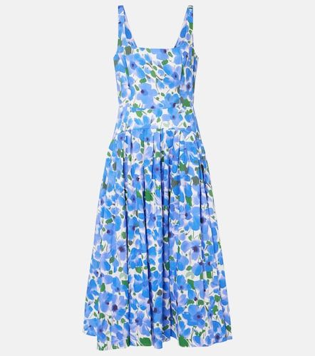 Robe midi en coton mélangé à fleurs - Carolina Herrera - Modalova