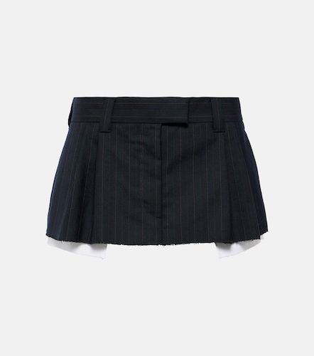 Mini-jupe en laine à fines rayures - Miu Miu - Modalova