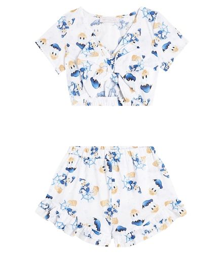 Ensemble top et short en coton imprimé - Monnalisa - Modalova