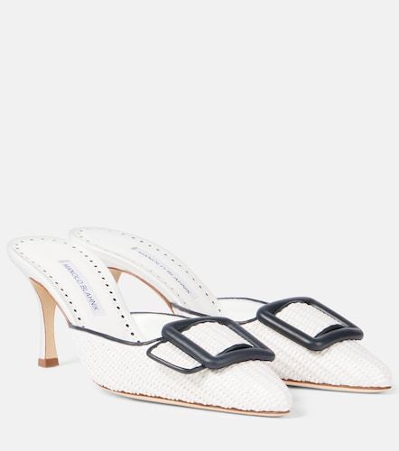 Mules Maysale 70 en raphia et cuir - Manolo Blahnik - Modalova