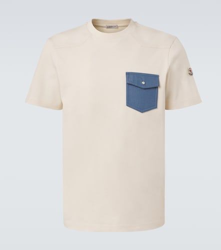 T-shirt en coton à finitions en denim - Moncler - Modalova