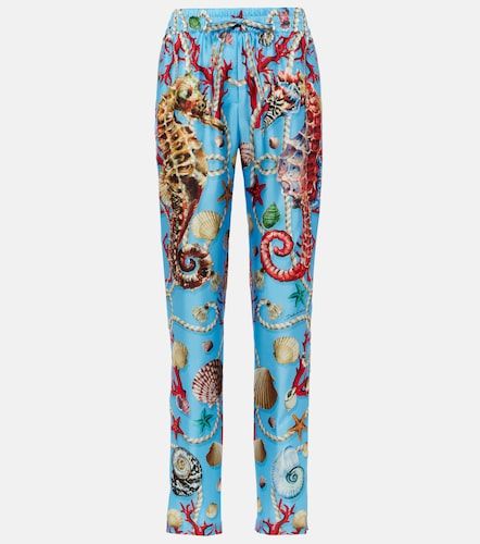 Pantalon droit Capri en soie imprimé - Dolce&Gabbana - Modalova