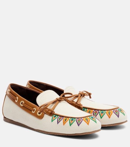 Chaussures bateau brodées en toile - Etro - Modalova