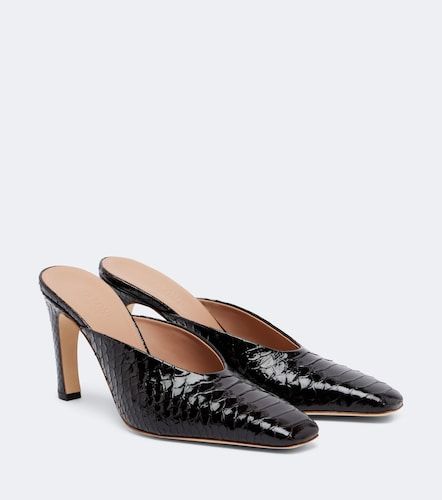Mules Rowe en cuir verni façon croco - Malone Souliers - Modalova