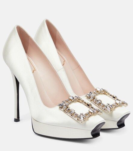 Escarpins à plateau Flower Strass en satin - Roger Vivier - Modalova