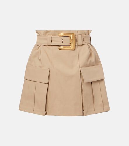 Mini-jupe en gabardine de coton - Balmain - Modalova