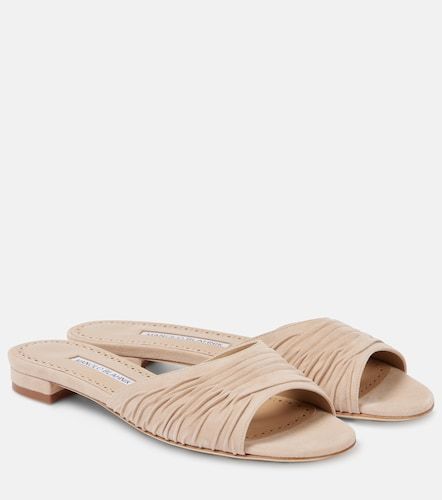 Mules Piruaflat 10 en daim - Manolo Blahnik - Modalova
