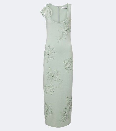 Robe midi en laine mélangée à appliqués - Oscar de la Renta - Modalova