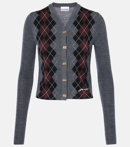 Ganni Cardigan Argyle en laine - Ganni - Modalova