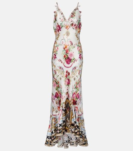 Robe longue en soie à fleurs - Camilla - Modalova