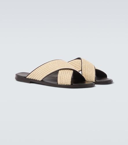Mules Otawi en cuir et raphia - Manolo Blahnik - Modalova