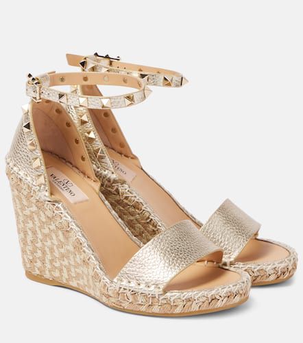 Espadrilles compensées Rockstud Double 105 en cuir - Valentino Garavani - Modalova