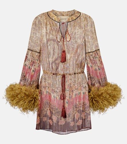 Blouse en soie mélangée à plumes - Valentino - Modalova