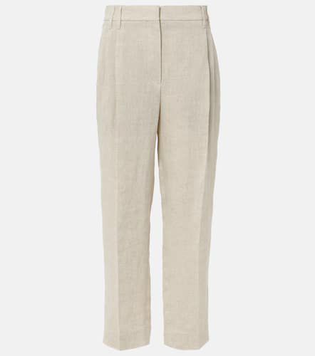 Pantalon droit en lin mélangé - Brunello Cucinelli - Modalova