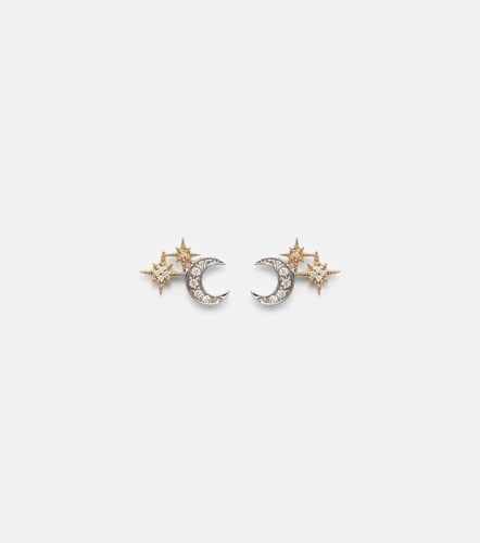 Boucles d’oreilles Moon en or 14 ct et diamants - Sydney Evan - Modalova