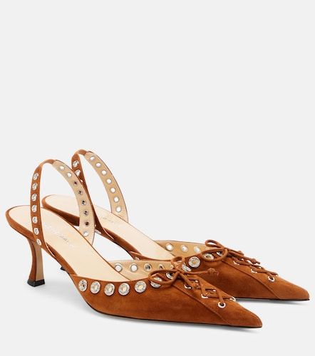 Escarpins slingback Crystalized Corset 65 en daim - Mach & Mach - Modalova