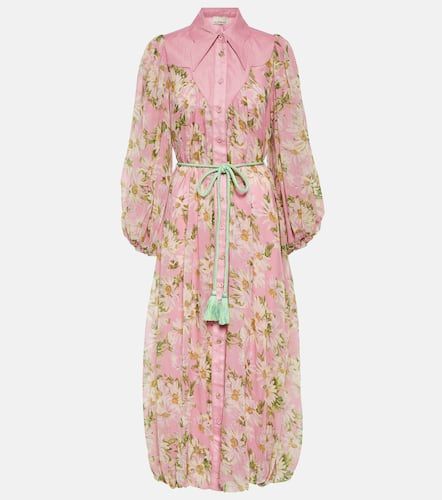 Robe midi en soie à fleurs - Alémais - Modalova