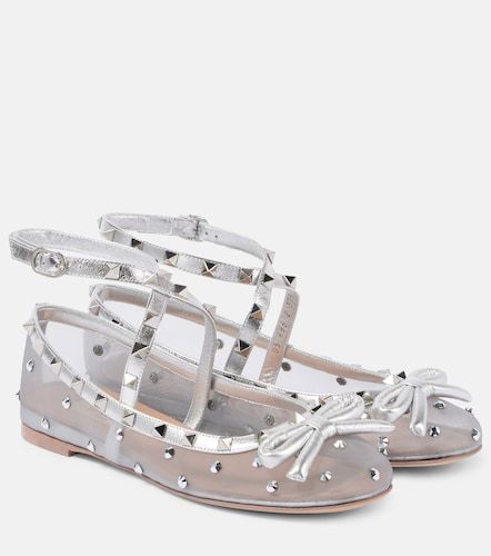 Ballerines Rockstud en résille à nœud - Valentino Garavani - Modalova