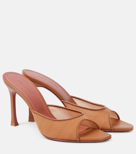 Mules Alexa 95 en résille et cuir - Amina Muaddi - Modalova