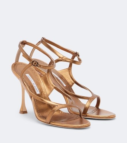 Sandales Tibula en cuir métallisé - Manolo Blahnik - Modalova