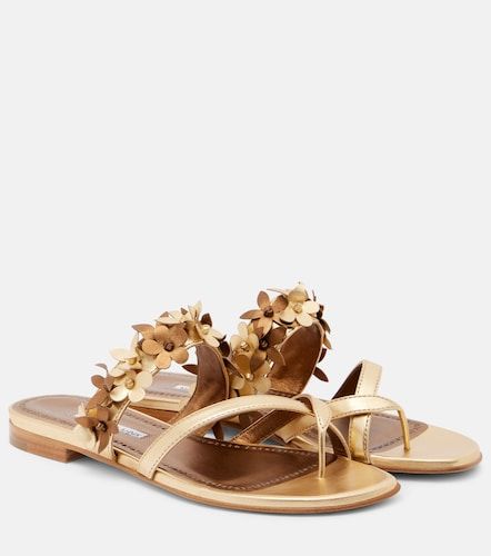 Mules Fiosa en cuir métallisé - Manolo Blahnik - Modalova