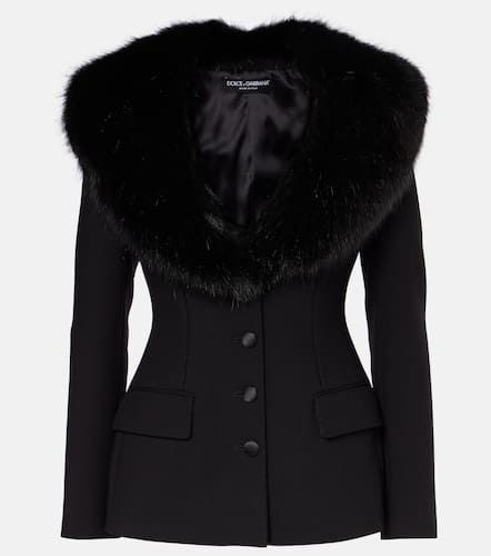 Blazer en laine mélangée et fourrure synthétique - Dolce&Gabbana - Modalova