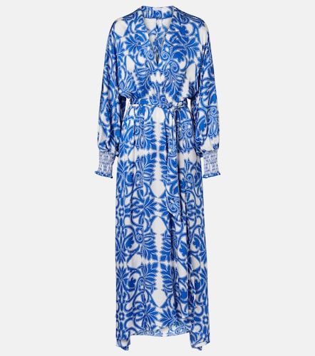 Robe longue Kristen imprimée en satin - Poupette St Barth - Modalova
