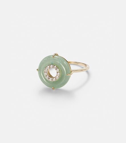 Bague en or 14 ct, jade et diamants - Mateo - Modalova