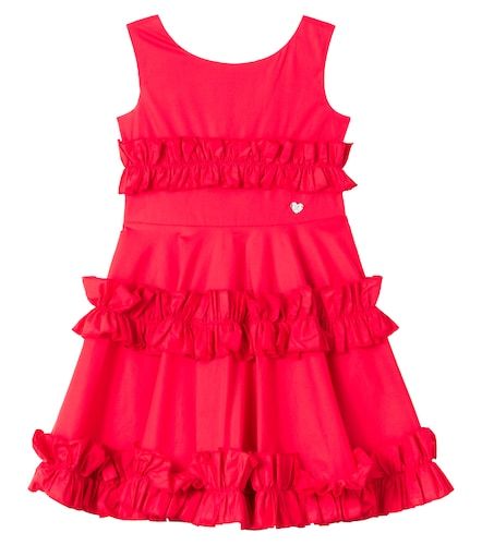 Robe en popeline de coton à volants - Monnalisa - Modalova