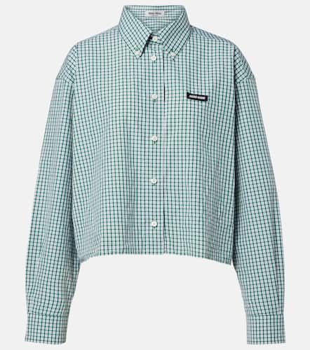 Chemise raccourcie en coton  carreaux - Miu Miu - Modalova