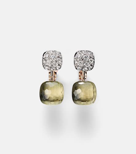 Boucles d'oreilles Nudo en or rose et blanc 18 ct, prasiolite et diamants - Pomellato - Modalova