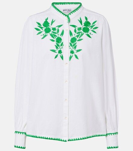 Chemise brodée en coton et lin - Juliet Dunn - Modalova
