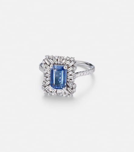 Bague en or blanc 18 ct, saphirs et diamants - Suzanne Kalan - Modalova