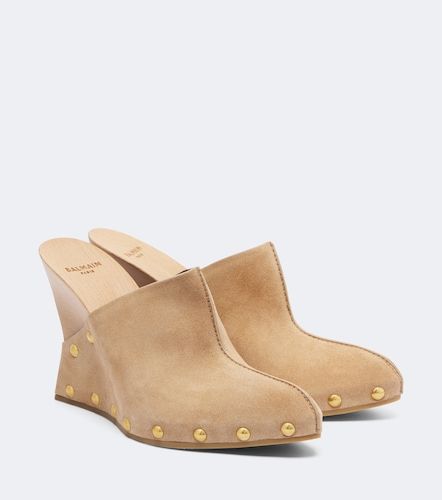 Balmain Mules compensées en daim - Balmain - Modalova