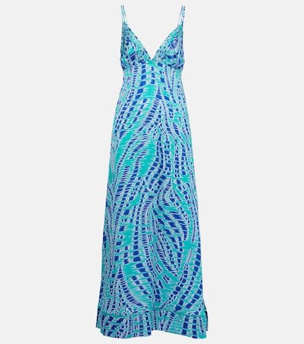 Robe longue Cassandra imprimée en satin - Poupette St Barth - Modalova