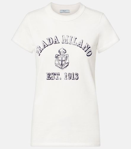 T-shirt imprimé en jersey de coton - Prada - Modalova