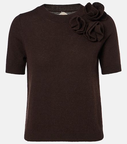 Pull en laine et cachemire à appliqués floraux - Jardin des Orangers - Modalova