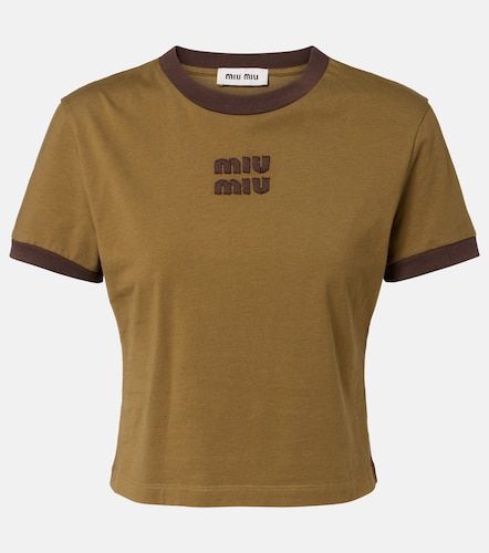 Miu Miu T-shirt en coton à logo - Miu Miu - Modalova