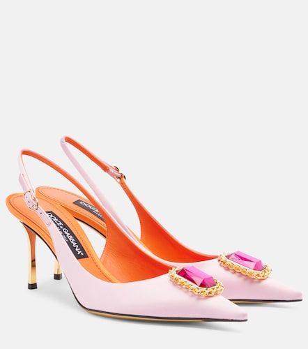 Escarpins slingback en satin à ornements - Dolce&Gabbana - Modalova